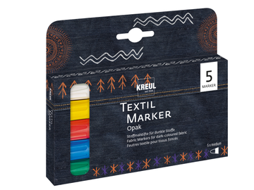 Fixy na textil KREUL 5ks - základné farby na svetlé aj tmavé povrchy