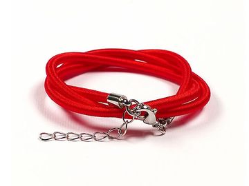 Hodvábny náhrdelník 45cm s ukončením - červený
