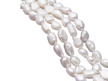 Korálky prírodné sladkovodné perly - nugetky 6-10mm 10ks - biele