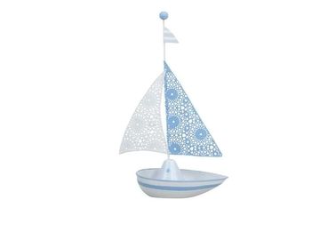 Kovová dekoračná loďka 20,5cm - svetlá modrá