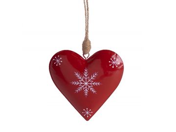 Kovová vianočná dekorácia 14cm - srdce