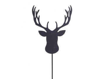 Kovová zapichovacia dekorácia 22cm - jelenia hlava čierna