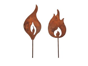Kovové hrdzavé dekoratívne plamene 2ks