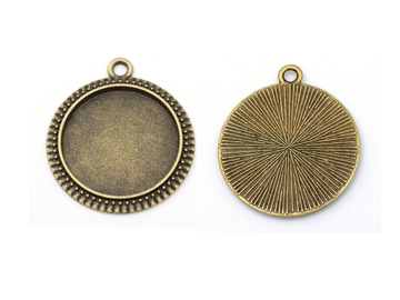 Kovové lôžka na živicu a cabochon 20mm 3ks antické bronzové - ozdobný kruh