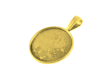 Kovové lôžka na živicu a cabochon 3ks 25mm - zlatý kruh s pevným závesom