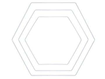 Kovové základy - obruče hexagony 3ks - biele