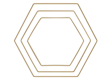 Kovové základy - obruče hexagony 3ks - zlaté