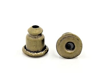 Kovové zarážky na náušnice puzety so silikónovou poistkou - 20ks - antické bronzové