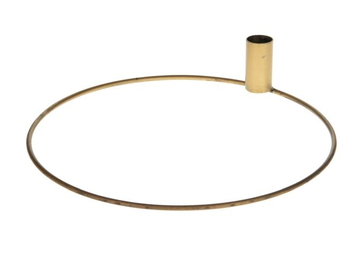 Kovový aranžérsky kruh - základ 25cm so stojanom na dlhú sviečku - zlatý