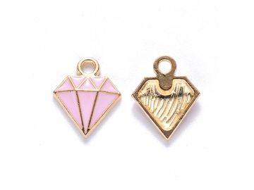 Kovový enamelový prívesok - ružový diamant