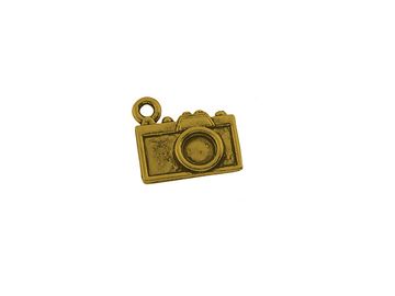 Kovový prívesok fotoaparát - antický zlatý
