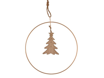 Kovový vianočný kruh - základ na veniec s háčikom a stromčekom 22cm