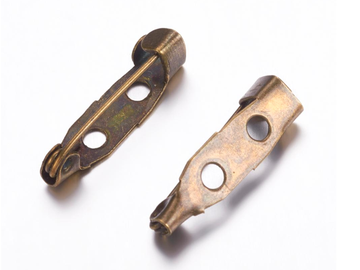 Kovový základ na brošňu, svadobné pierko 20mm 5ks s háčikom - antické bronzové