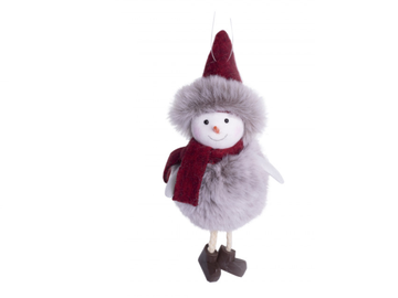 Kožušinová vianočná ozdoba 16cm - snehuliak