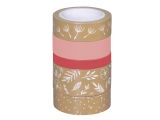 Kraftové lepiace washi pásky 5ks - lúčne motívy ružové