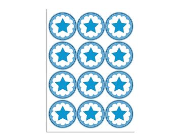 Kreatívne nálepky kruhy 48ks hviezdičky - modré