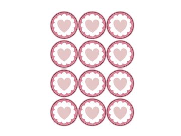 Kreatívne nálepky kruhy 48ks srdiečka - pastelové ružové