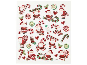 Kreatívne nálepky - Santa a cukrovinky - trblietavé červené