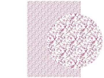 Kreatívny papier biely A4 s metalickou potlačou - srdiečka a ornamenty - ružové