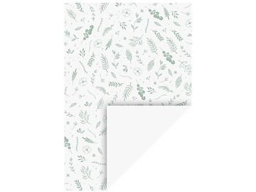 Kreatívny papier biely A4 s potlačou - zelené lúčne kvety