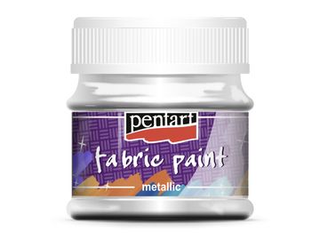 Metalická farba na textil Pentart 50 ml - strieborná