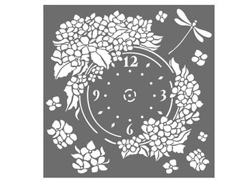 MixMedia šablóna 18x18cm - kvetinový ciferník