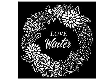 MixMedia šablóna 18x18cm - Love Winter - veniec
