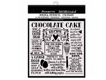 MixMedia šablóna 18x18cm - recept na čokoládový koláč