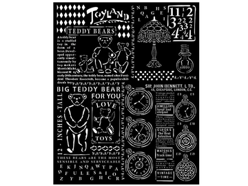 MixMedia šablóna 20x25cm - Antiques Teddy Bear