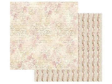 Obojstranný papier 30,5cm - shabby chic bordúry, text