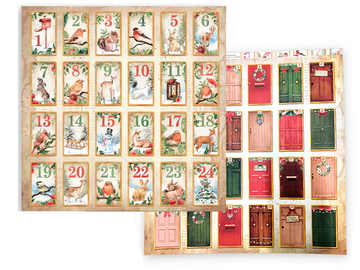 Obojstranný vianočný scrapbook papier 30,5cm - adventné čísla