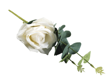 Ozdobná umelá ruža s vetvičkou 28cm - krémová