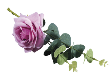 Ozdobná umelá ruža s vetvičkou 28cm - ružovofialová