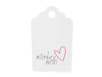 Papierové závesné štítky biele 25ks s nápisom - made with Love