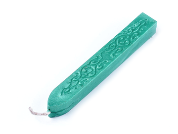 Pečatný vosk s knôtom vzorovaný 9cm - perleťový zelený
