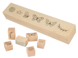 Pečiatky v drevenej krabičke ARTEMIO 6ks - motýle