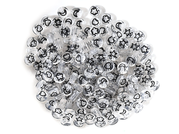 Plastové korálky okrúhle so vzormi 200ks - priehľadné
