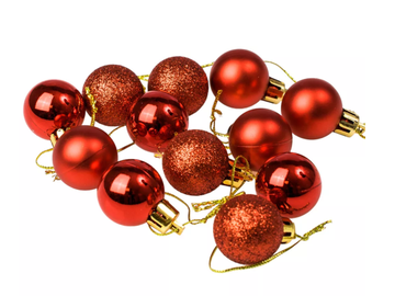 Plastové vianočné gule 2,5cm 12ks - červené