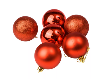 Plastové vianočné gule 6cm 6ks - červené