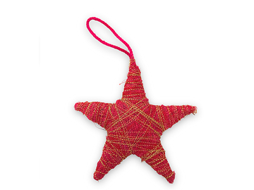 Pletená sisalová vianočná hviezda 9,5cm - červená
