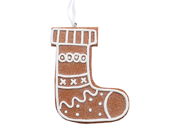 Polymérová závesná vianočná ozdoba 10cm - medovníková ponožka