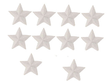 Polymérové nalepovacie hviezdičky 10ks - trblietavé biele