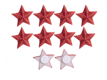 Polymérové nalepovacie hviezdičky 10ks - trblietavé červené