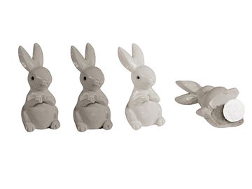 Polymérové ozdobné samolepiace zajačiky 4ks - sivé a biele