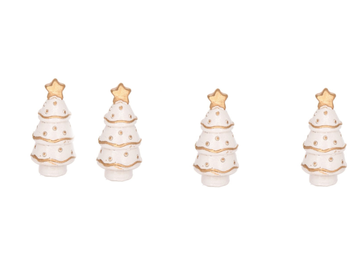 Polymérové vianočné ozdoby 4ks - biele stromčeky