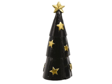 Polymérový vianočný stromček 10cm čierny - hviezdičky