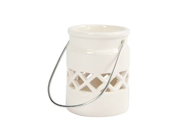 Porcelánový závesný svietnik - lampáš biely 8cm