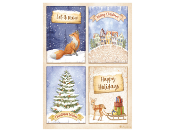 Ryžový papier A4 - 4 vianočné kartičky - Let it snow