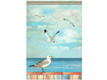 Ryžový papier A4 - Blue Dream seagulls