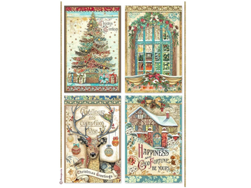 Ryžový papier A4 - Christmas greetings - 4 kartičky